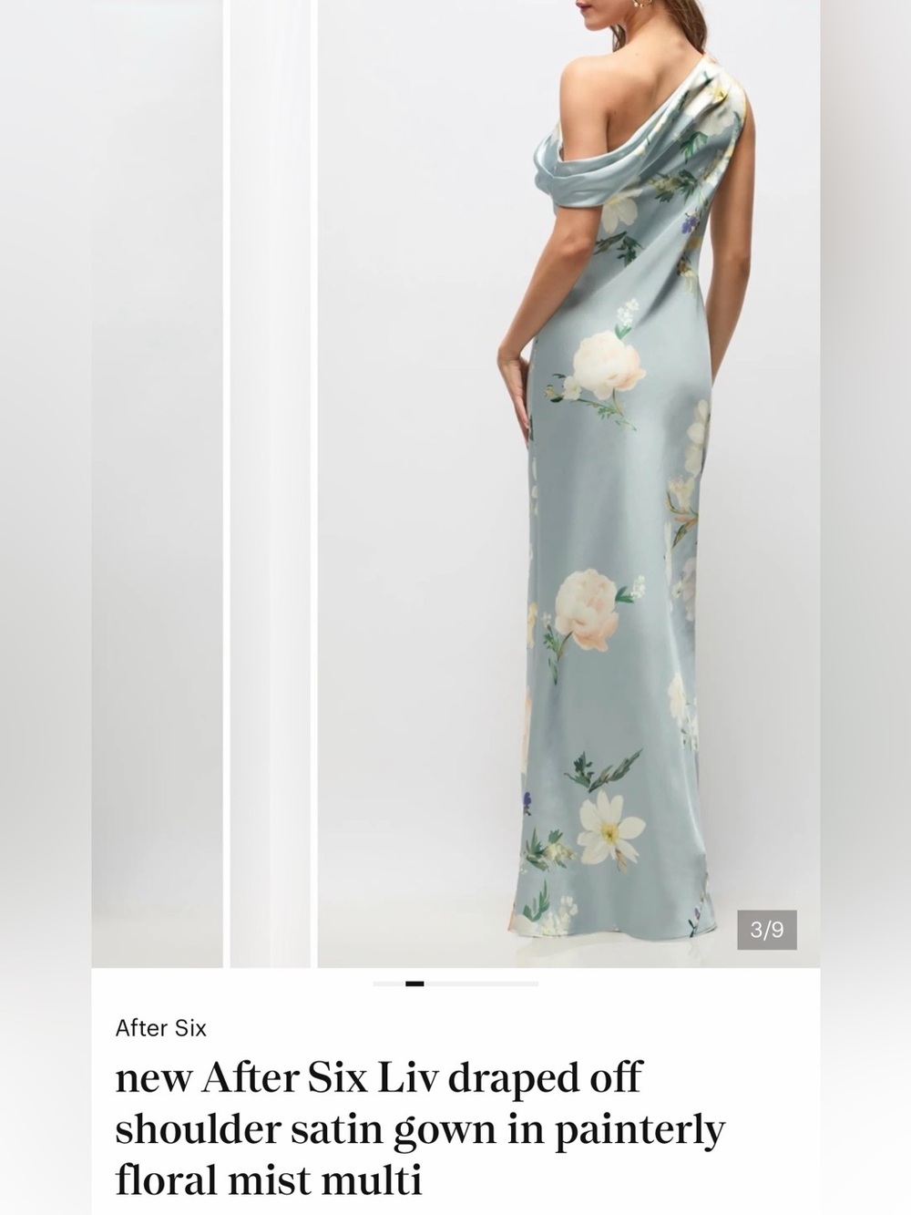 After Six Dusty Blue Floral Satin Maxi Skirt
